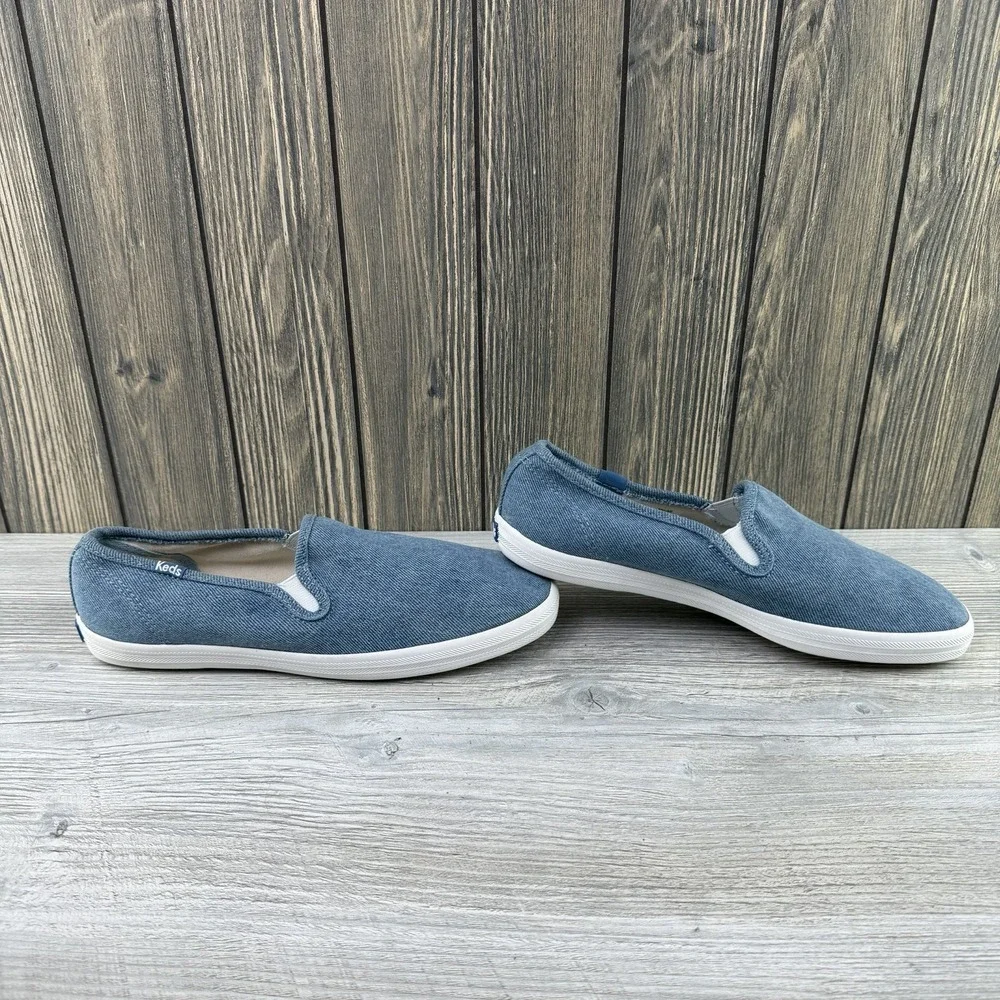 Keds Double Decker Slip On Denim Blue Canvas Sneakers Women's Size 8.5 Casual